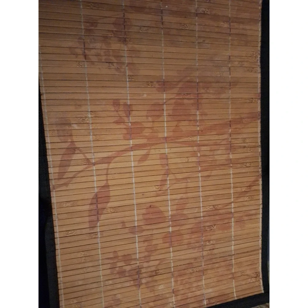 Set of 6 Natural Bamboo Slat Placemats   with  Black Trim - 19 